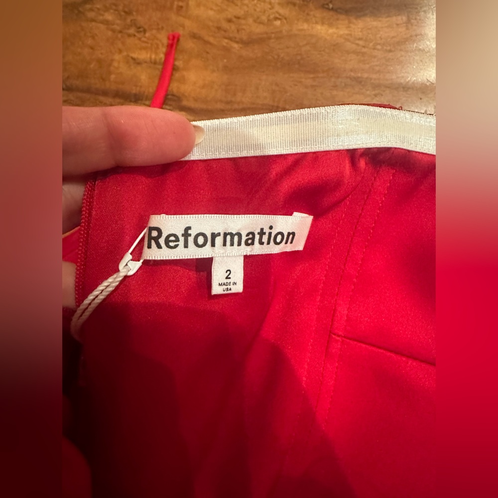 NWT Reformation - Strapless Red Pacie Satin Corset Dress - Size 2 - Picture 7 of 7